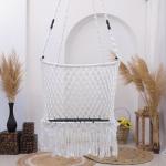 Buy C-Shape Premium Hammock Swing – Sturdy Cotton Rectangle Swing for Adults & Kids | Indoor/Outdoor Jula for Balcony – White