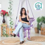 Buy Square Hammock Swing Chair – Sturdy Cotton Jula for Adults & Kids | Indoor/Outdoor Balcony Uyyala in White & Purple
