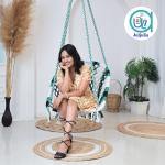 Buy C-Shape Hammock Swing Chair (Jula) for Adults & Kids - Sturdy Cotton Indoor/Outdoor Swing - Max Weight Capacity 80kg - Green & White, Black