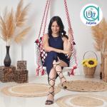 Buy C-Shape Hammock Swing Chair – Comfortable Indoor/Outdoor Jhula for Adults & Kids – Sturdy Cotton, Red & White, Black