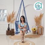 Buy C-Shape Hammock Swing Chair for Adults & Kids | Durable Cotton Jhula for Balcony, Indoor & Outdoor | Supports 80 kg - Blue