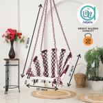 Buy C-Shape Hammock Swing Hanging Chair – Sturdy Cotton Jhula for Adults & Kids – Indoor/Outdoor Use – Maroon & White, Black