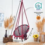 Hammock Swing Hanging Chair uyyala jula for Adult Kids Indoor Outdoor Balcony Sturdy Cotton Rope Swing Chair for Indoor, Outdoor, Bedroom - Maroon & Black