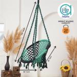 Hammock Swing Hanging Chair uyyala jula for Adult Kids Indoor Outdoor Balcony Sturdy Cotton Rope Swing Chair for Indoor, Outdoor, Bedroom - Green & Black