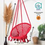 Hammock Swing Hanging Chair uyyala jula for Adult Kids Indoor Outdoor Balcony Sturdy Cotton Rope Swing Chair for Indoor, Outdoor, Bedroom - Red