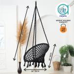 Hammock Swing Hanging Chair uyyala jula for Adult Kids Indoor Outdoor Balcony Sturdy Cotton Rope Swing Chair for Indoor, Outdoor, Bedroom - Black