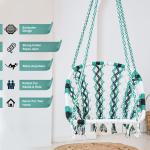 Buy C-Shape Hammock Swing Chair (Jula) for Adults & Kids - Sturdy Cotton Indoor/Outdoor Swing - Max Weight Capacity 80kg - Green & White, Black