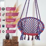 Hammock Swing Hanging Chair uyyala jula for Adult Kids Indoor Outdoor Balcony Sturdy Cotton Rope Swing Chair for Indoor, Outdoor, Bedroom - Maroon & Blue