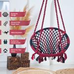 Hammock Swing Hanging Chair uyyala jula for Adult Kids Indoor Outdoor Balcony Sturdy Cotton Rope Swing Chair for Indoor, Outdoor, Bedroom - Maroon & Black