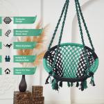 Hammock Swing Hanging Chair uyyala jula for Adult Kids Indoor Outdoor Balcony Sturdy Cotton Rope Swing Chair for Indoor, Outdoor, Bedroom - Green & Black