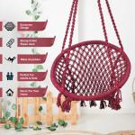 Hammock Swing Hanging Chair uyyala jula for Adult Kids Indoor Outdoor Balcony Sturdy Cotton Rope Swing Chair for Indoor, Outdoor, Bedroom - marun