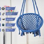Hammock Swing Hanging Chair uyyala jula for Adult Kids Indoor Outdoor Balcony Sturdy Cotton Rope Swing Chair for Indoor, Outdoor, Bedroom - Blue