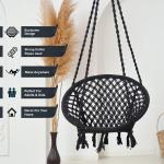Hammock Swing Hanging Chair uyyala jula for Adult Kids Indoor Outdoor Balcony Sturdy Cotton Rope Swing Chair for Indoor, Outdoor, Bedroom - Black