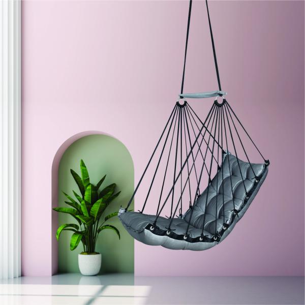 Minimalist Grey Hanging Jhula | Modern Swing Chair for Home, Patio & Balcony | 200 Kg Load