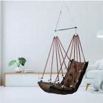 Elegant Coffee Single Seater Jhula – Stylish Indoor & Balcony Hanging Swing Chair