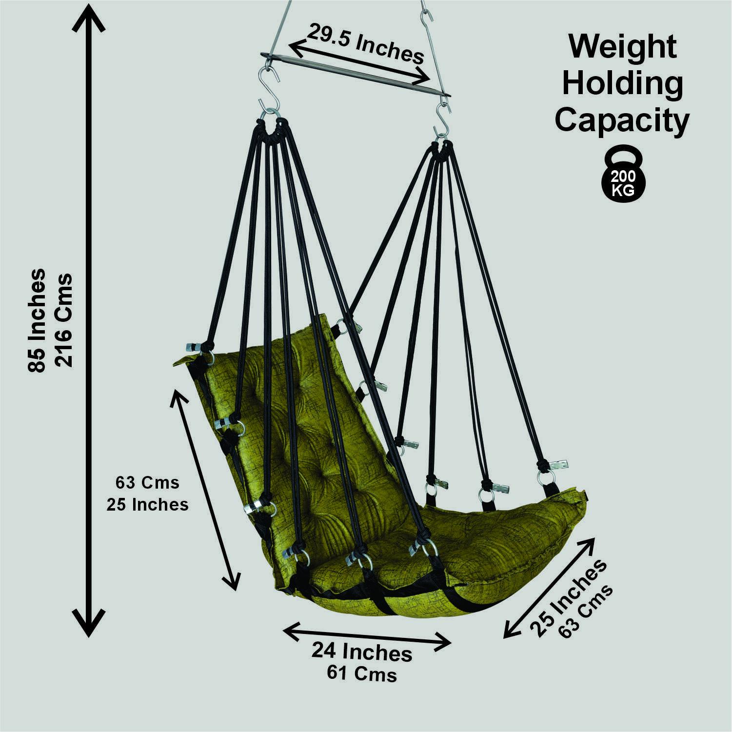Green Cotton Hammock Swing | Relaxing Jhula for Garden, Patio & Home