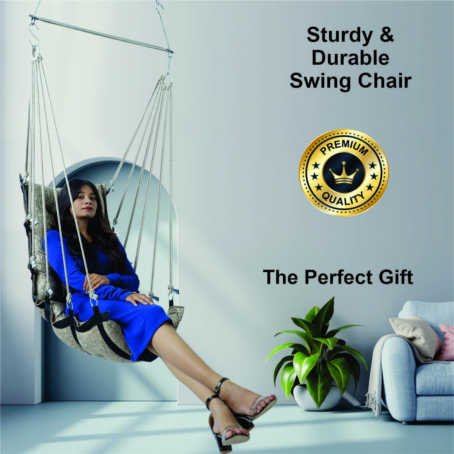 Elegant Cream Single Seater Jhula | Stylish Indoor Swing for Home & Balcony | Easy to Install