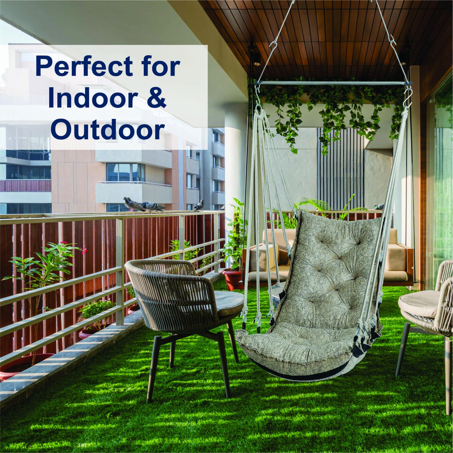 Elegant Cream Single Seater Jhula | Stylish Indoor Swing for Home & Balcony | Easy to Install