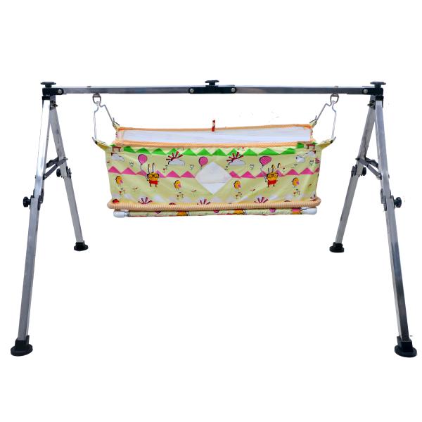 NRI Baby Cradle, Ghodiyu, Palna, Jhula/Jhoola, 4 Fold Super Compact Design Newborn Baby Cradle - Silver